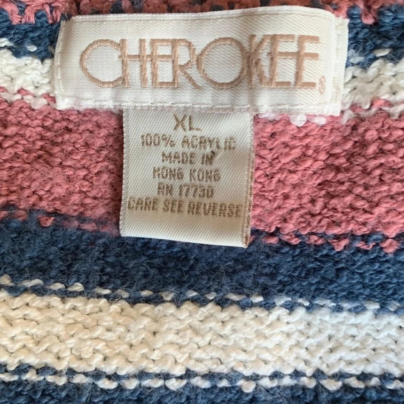 Cherokee Pullover Sweater Womens Pink Blue Striped Ribbed Long Sleeve Size XL - Picture 4 of 6